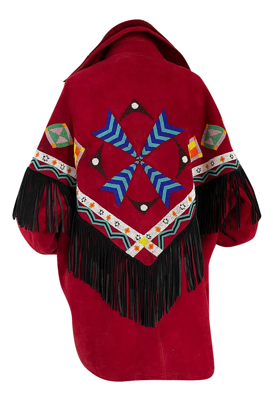 Highly Documented Fall 1991 Isaac Mizrahi Custom Native American Inspired Beaded Sheepskin Coat