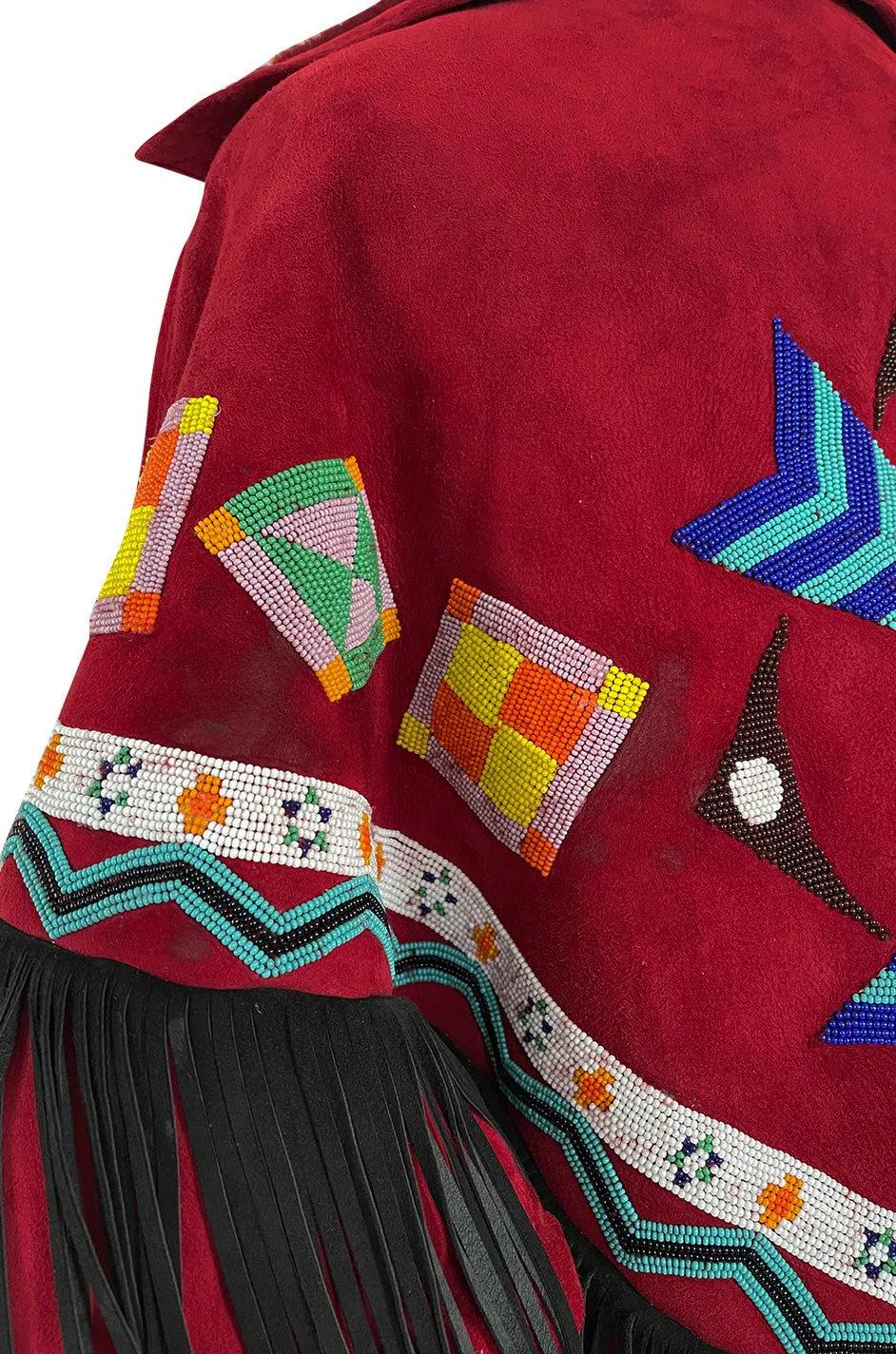 Highly Documented Fall 1991 Isaac Mizrahi Custom Native American Inspired Beaded Sheepskin Coat