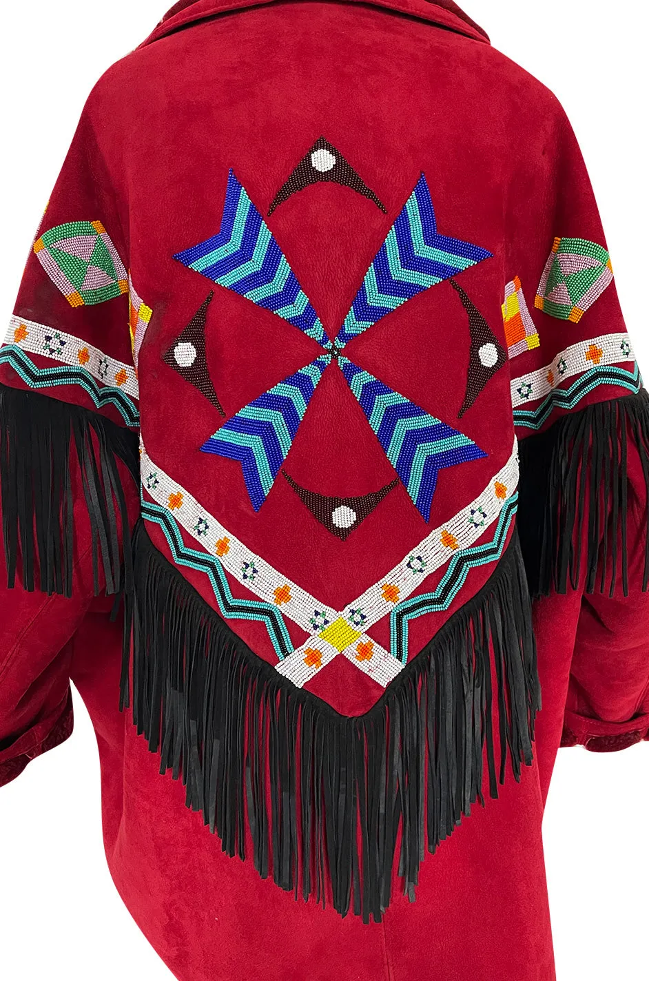 Highly Documented Fall 1991 Isaac Mizrahi Custom Native American Inspired Beaded Sheepskin Coat