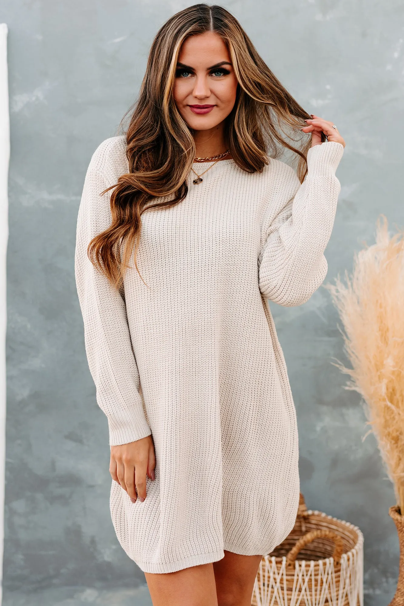 In Total Agreement Sweater Dress (Stone)