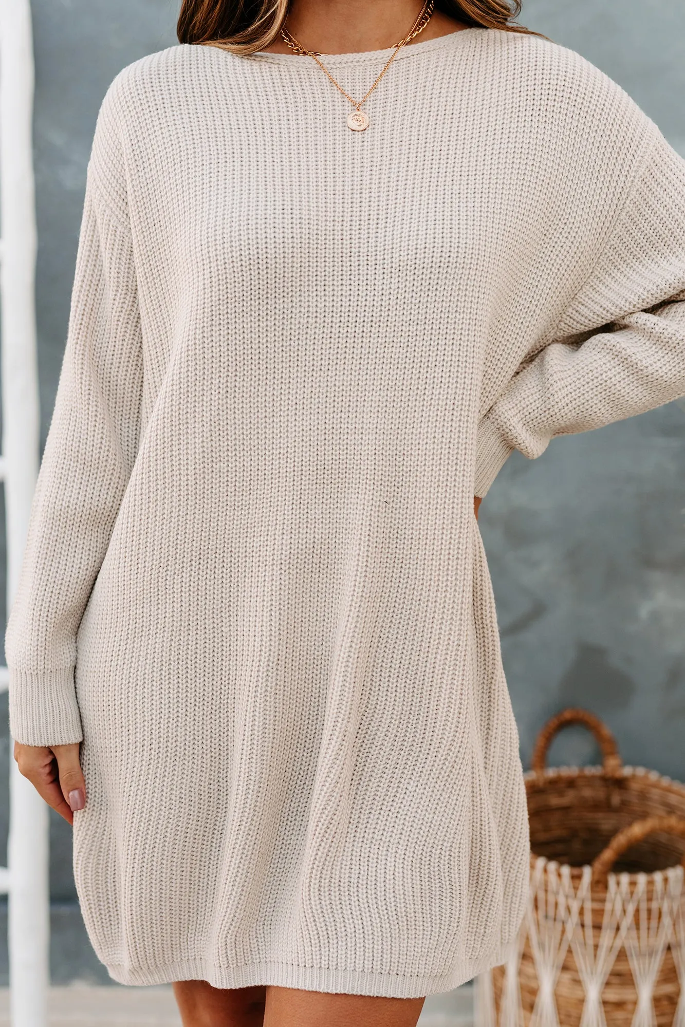 In Total Agreement Sweater Dress (Stone)