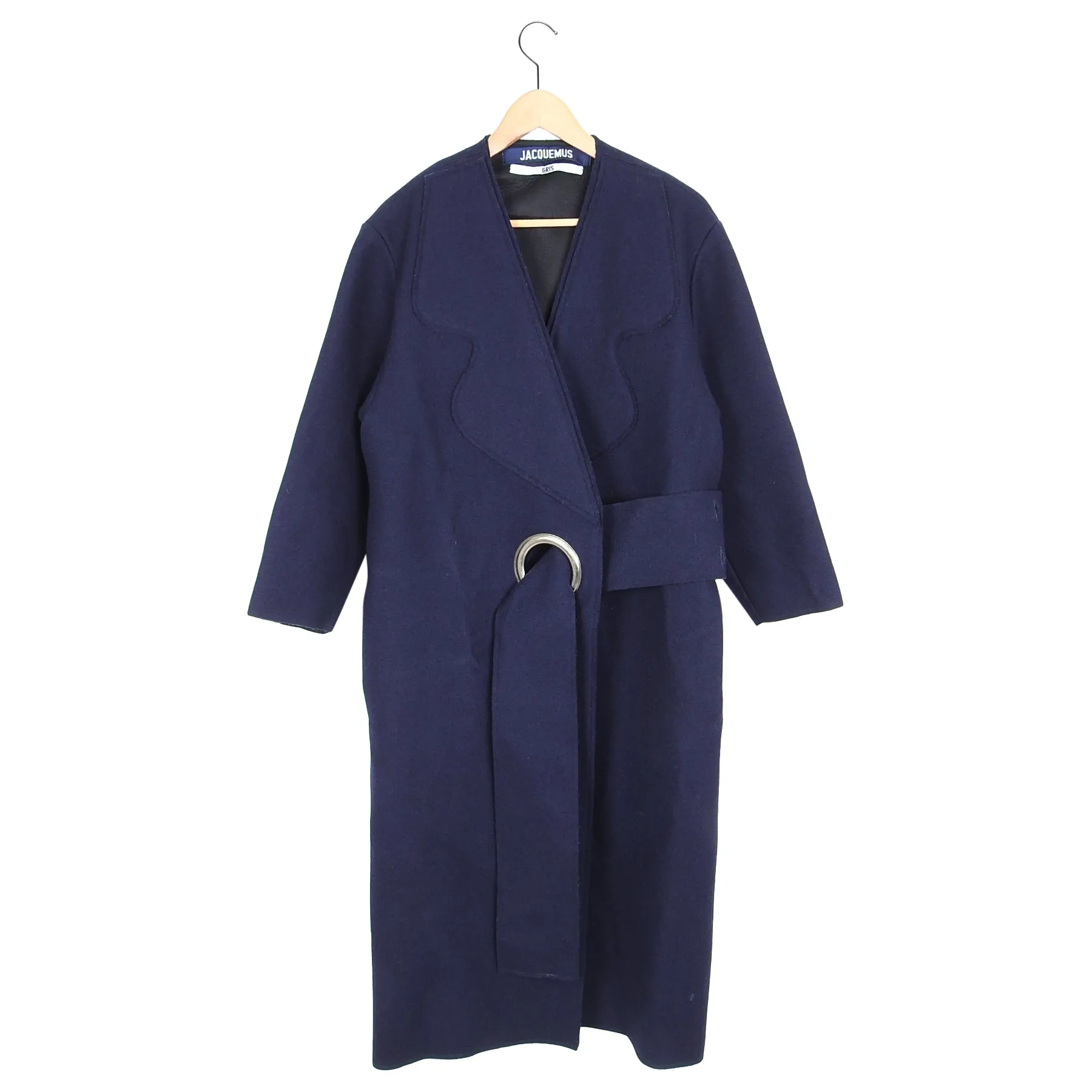 Jacquemus Navy Wool Eyelet Coat - FR36 / 4