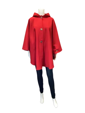 Johnson Woolen Mills Women's Cape Red Hooded Wool Size: One Size