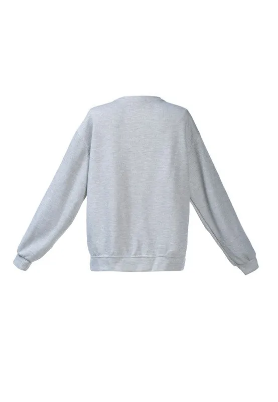 Knitted Long Sleeve Pullover Sweatshirt