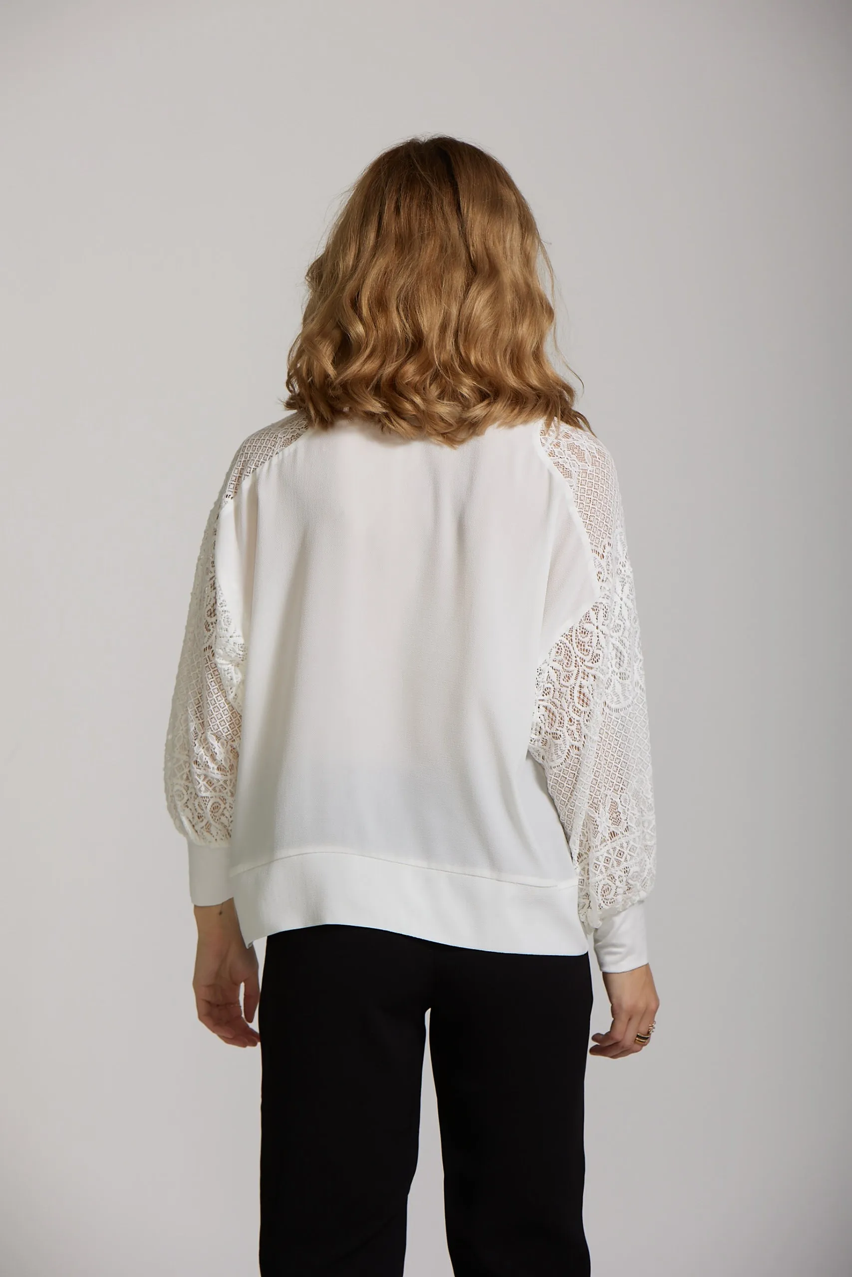 Lace Sleeve Top - White