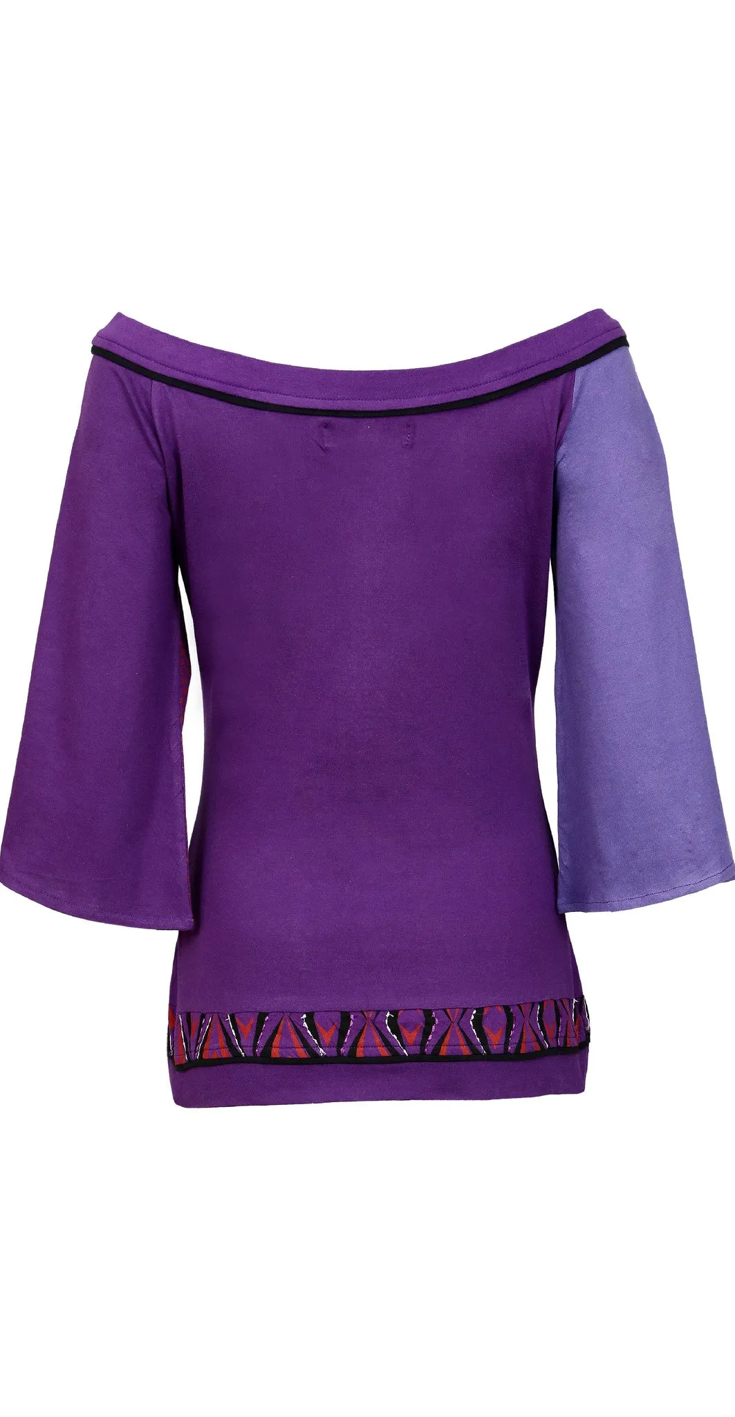 Ladies Cotton 3/4 sleeved Tops T-shirt with embroidery-Purple shades- TRT440