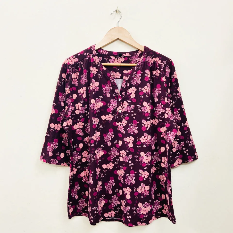 Ladies ¾ Sleeve Soft Floral Casual Top