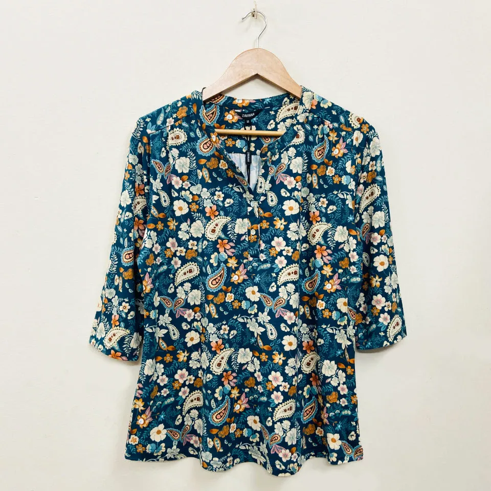 Ladies ¾ Sleeve Soft Floral Casual Top