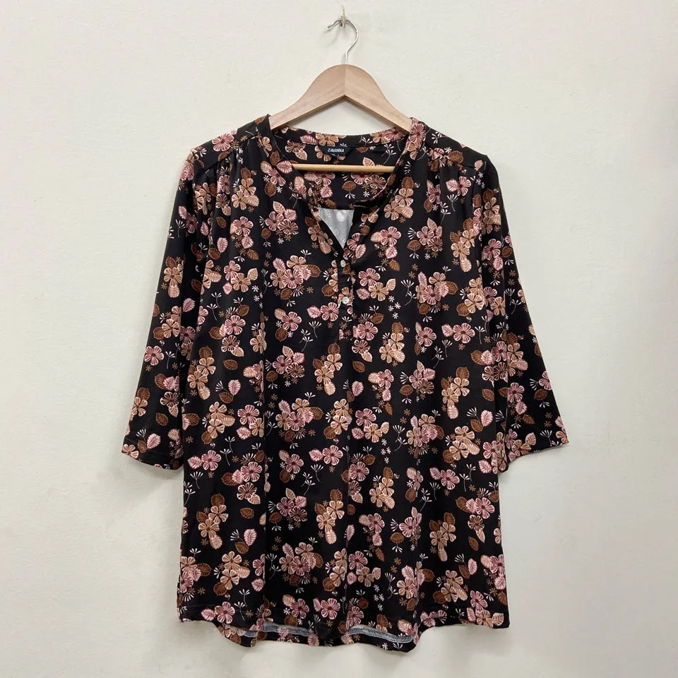 Ladies ¾ Sleeve Soft Floral Casual Top