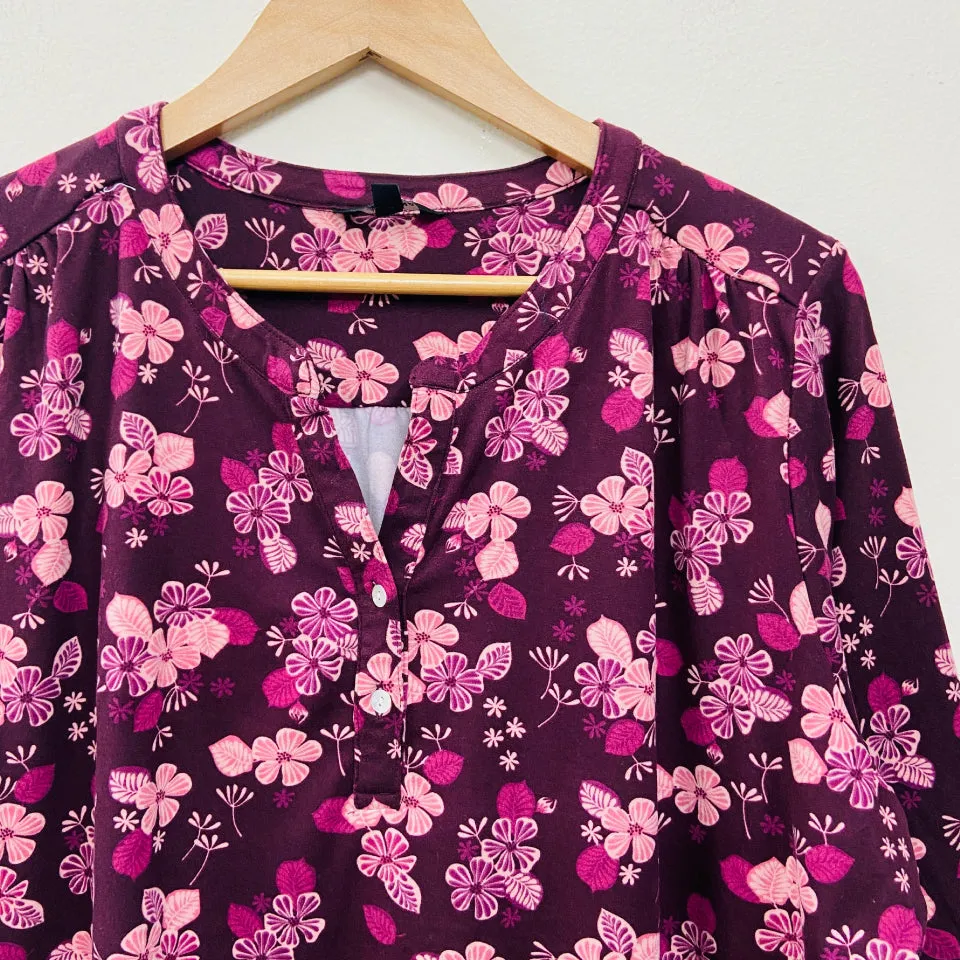 Ladies ¾ Sleeve Soft Floral Casual Top