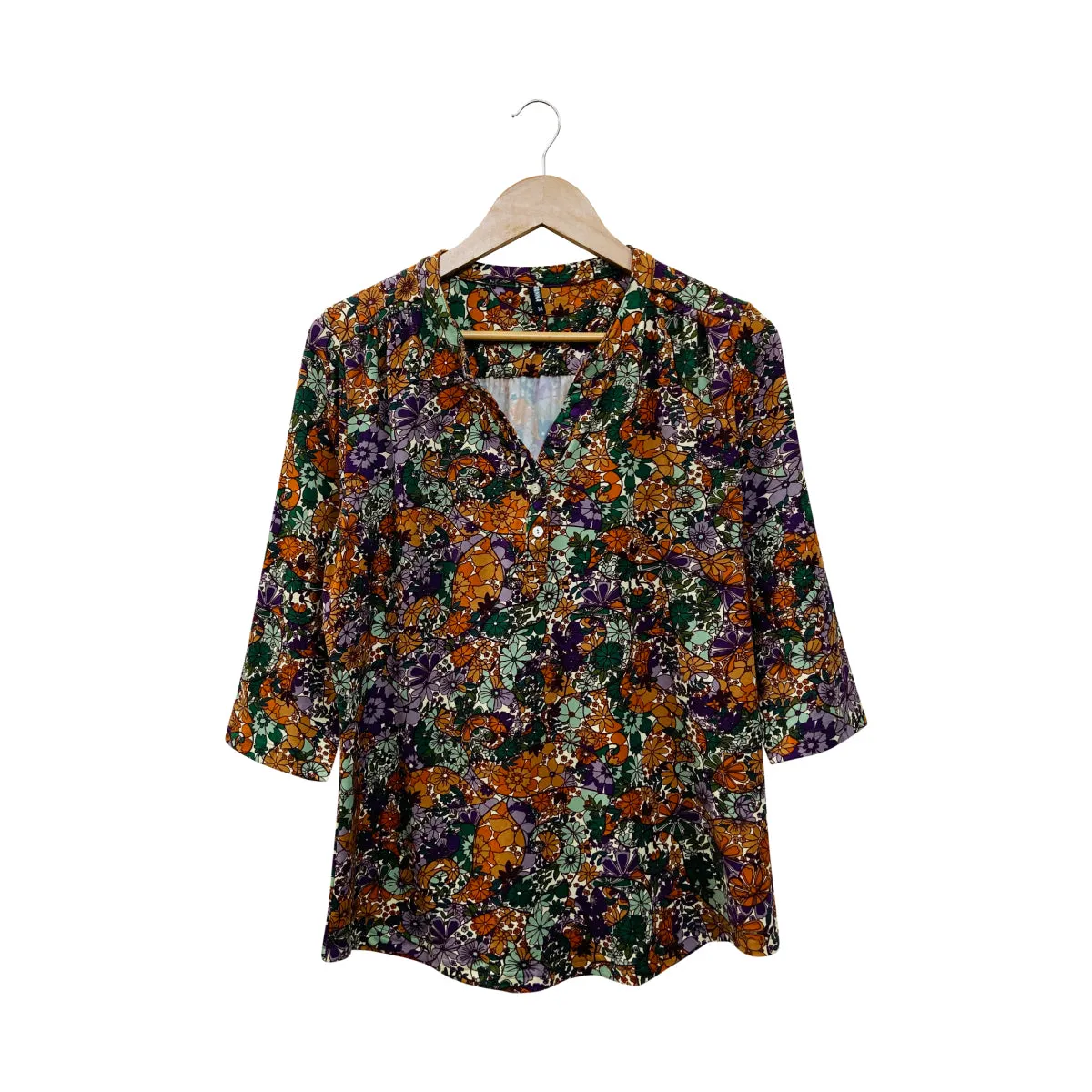 Ladies ¾ Sleeve Soft Floral Casual Top