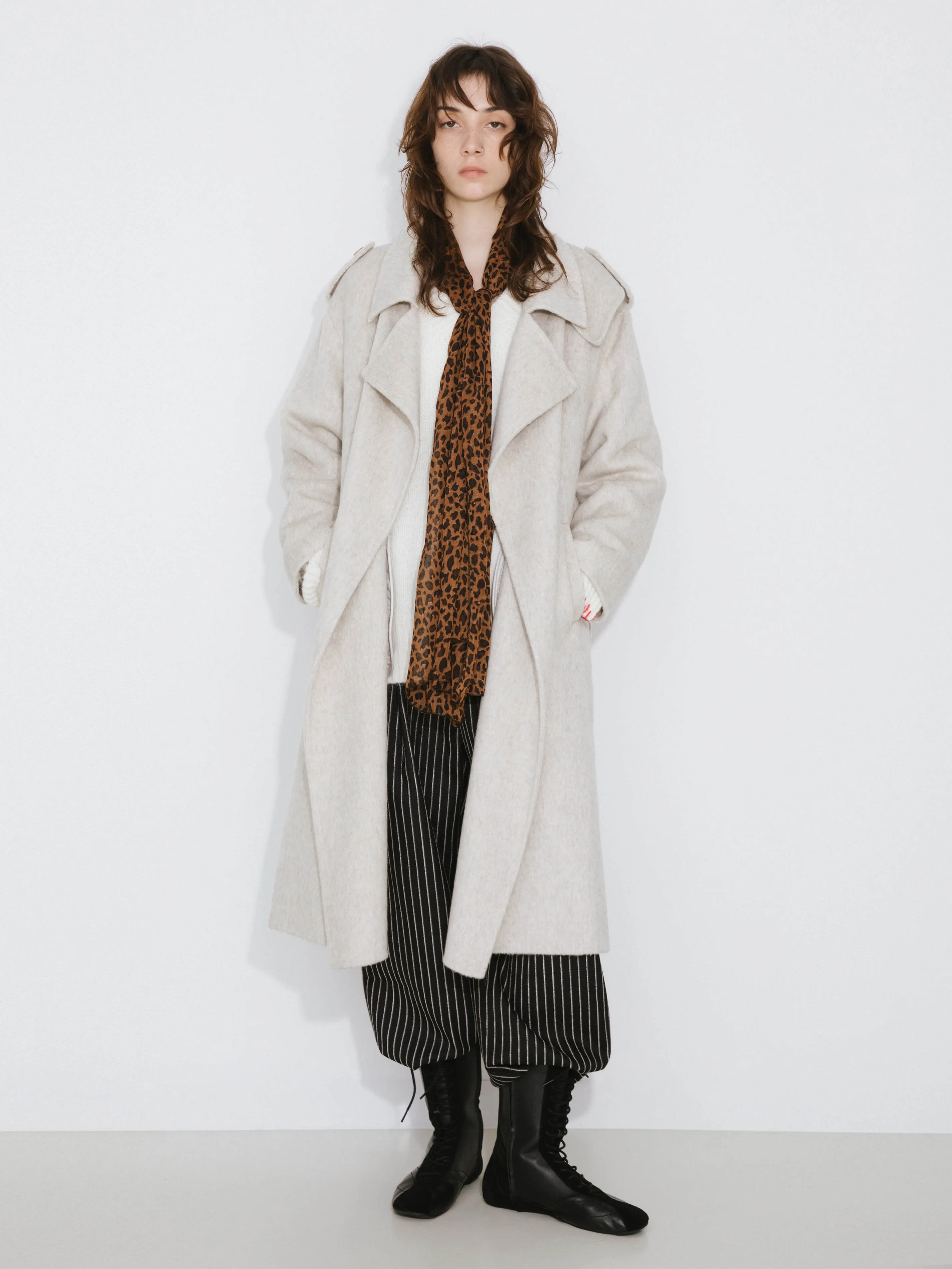 Lapel Neck Maxi Coat with Wool Blend