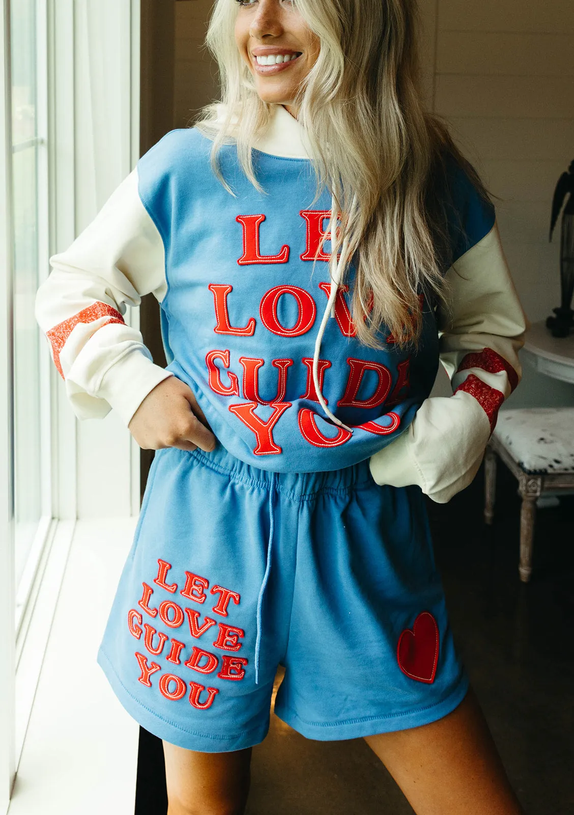 Let Love Guide You Hoodie - Blue/Cream