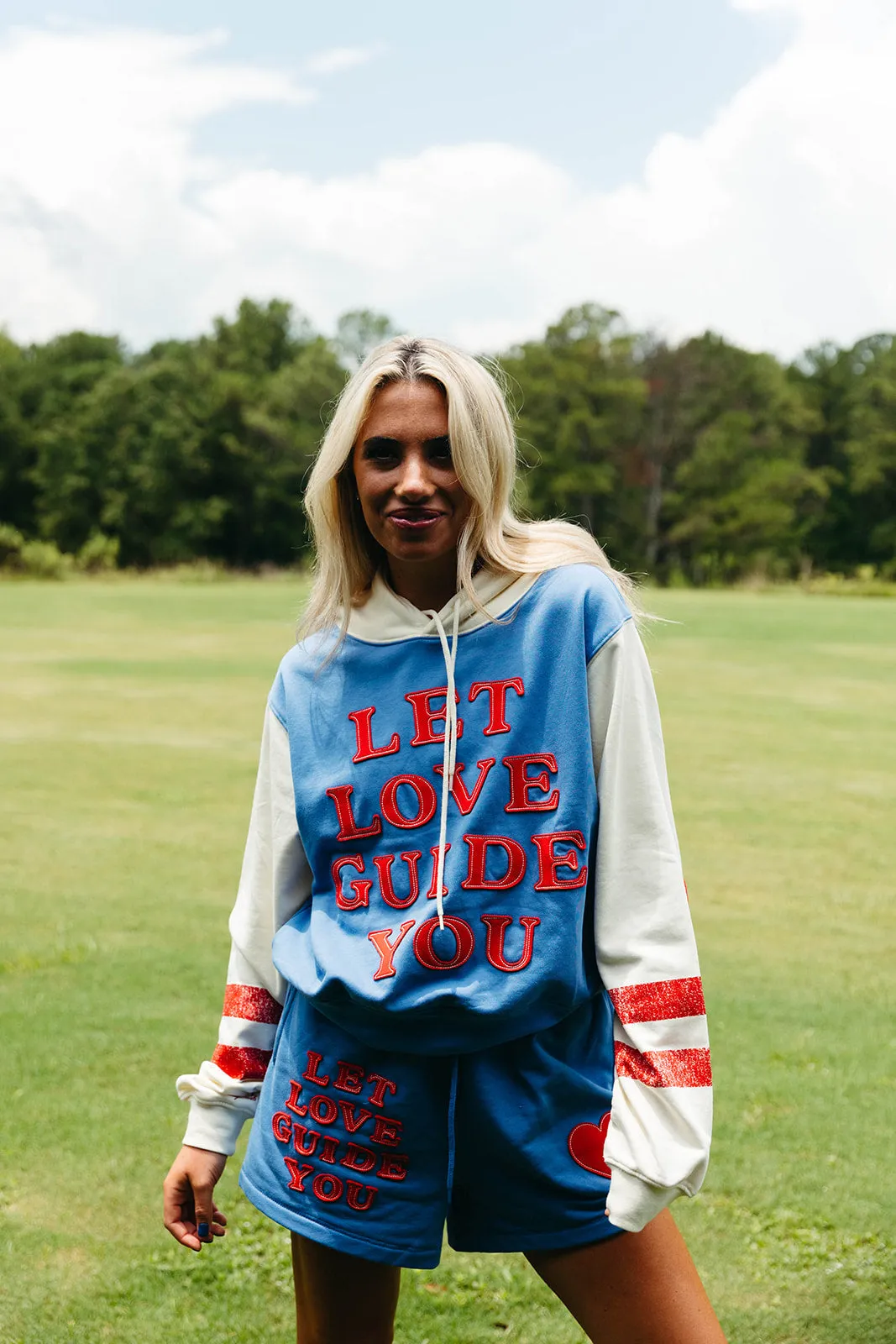 Let Love Guide You Hoodie - Blue/Cream