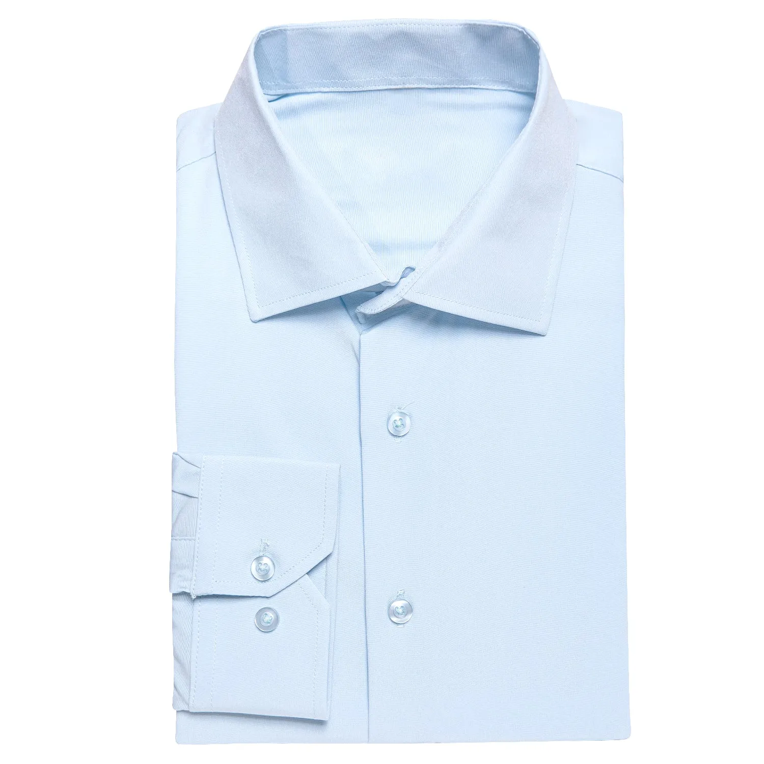 Light Blue Solid Stretch Men's Long Sleeve Shirt