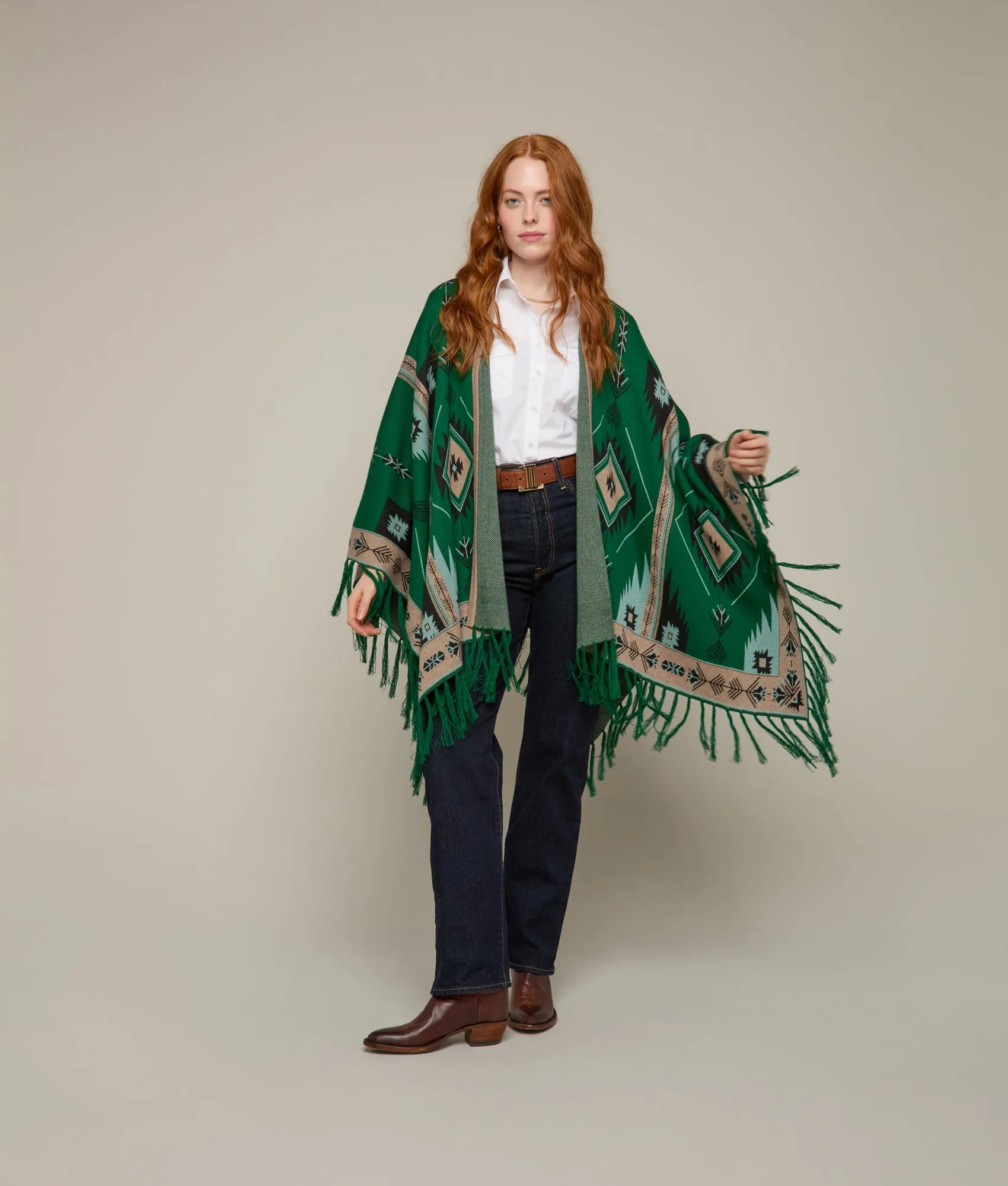 Lightweight Alpaca Cape :: Emerald