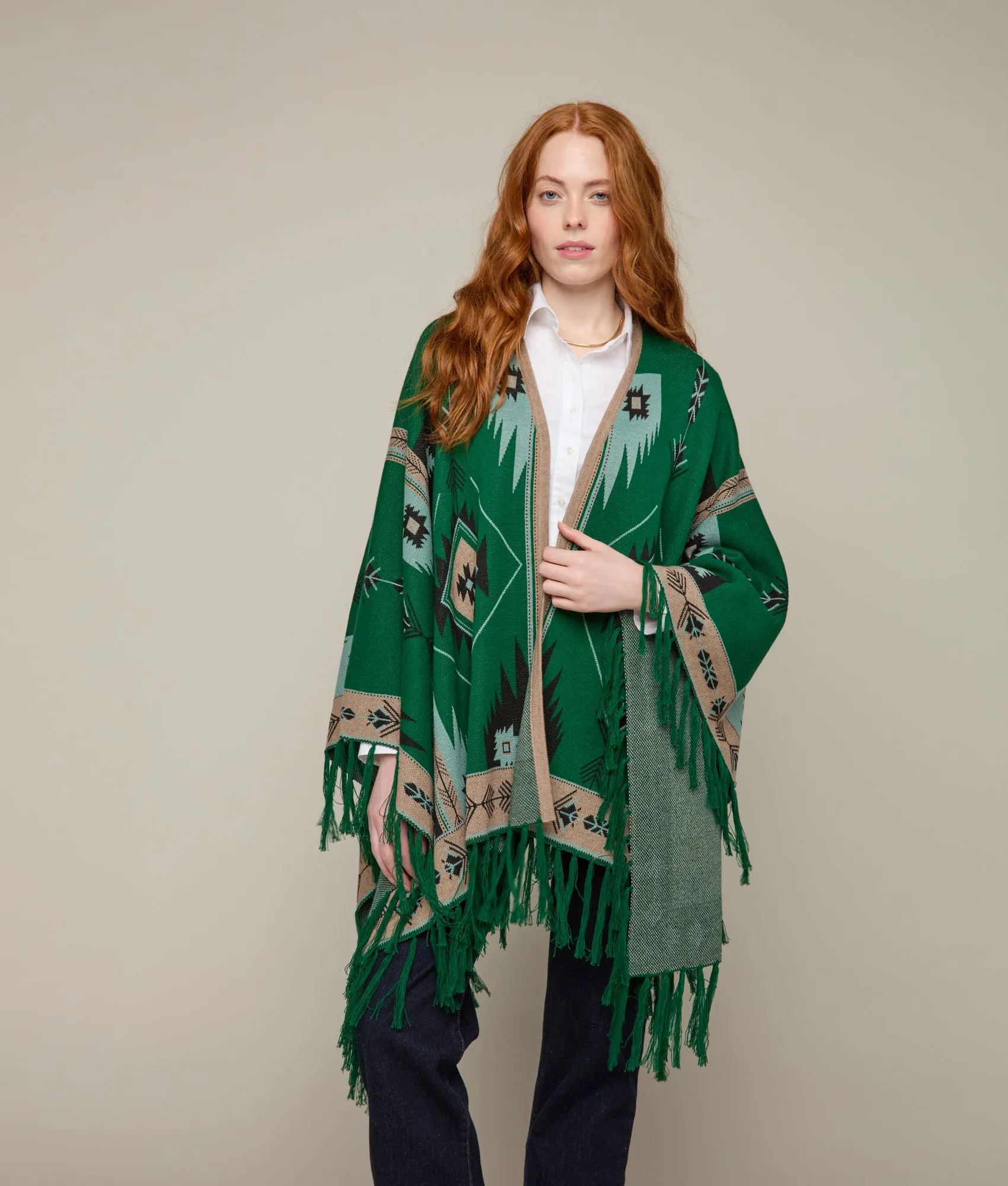 Lightweight Alpaca Cape :: Emerald