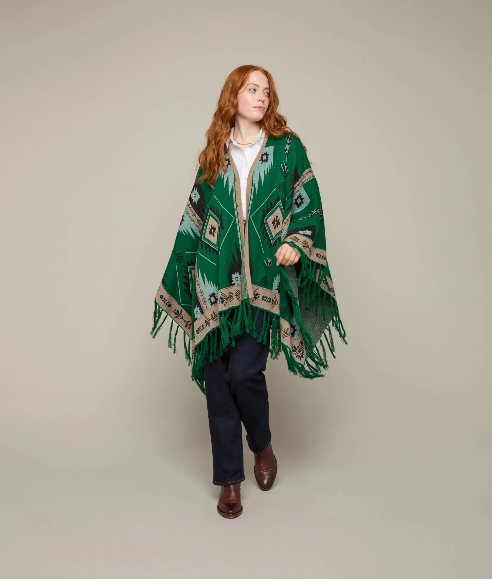 Lightweight Alpaca Cape :: Emerald