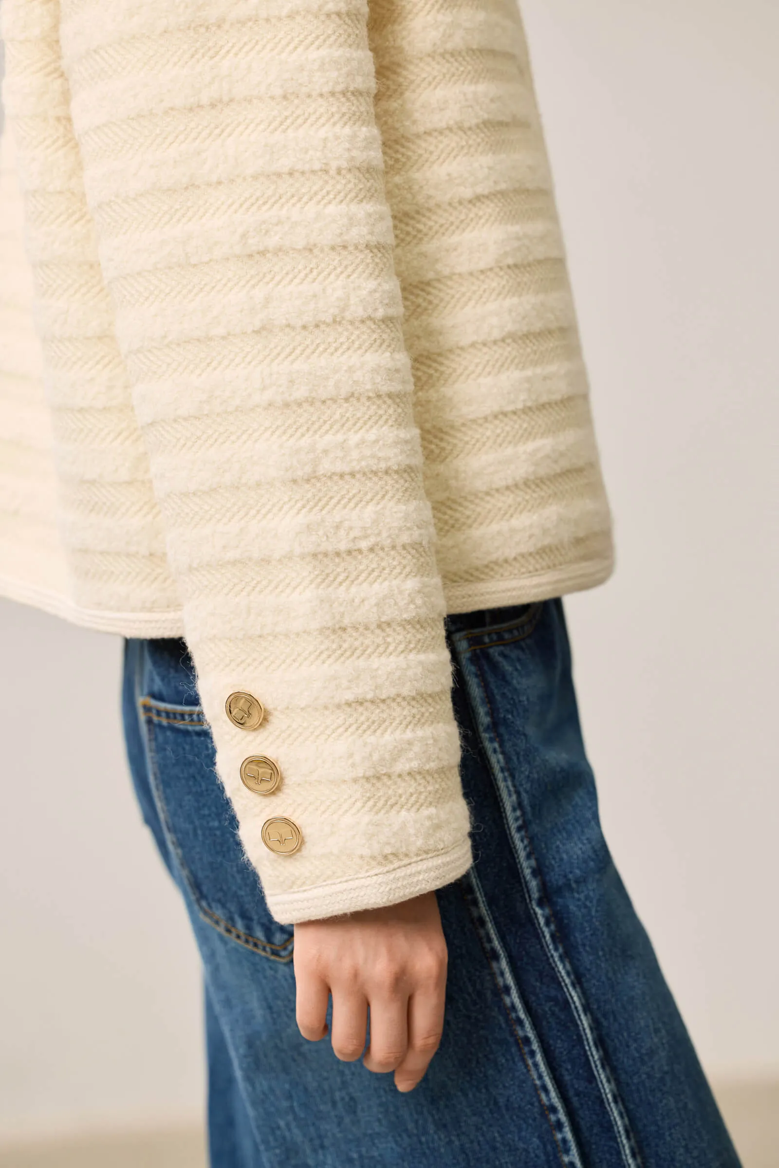 LILY Textured Tweed Shoulder Jacket