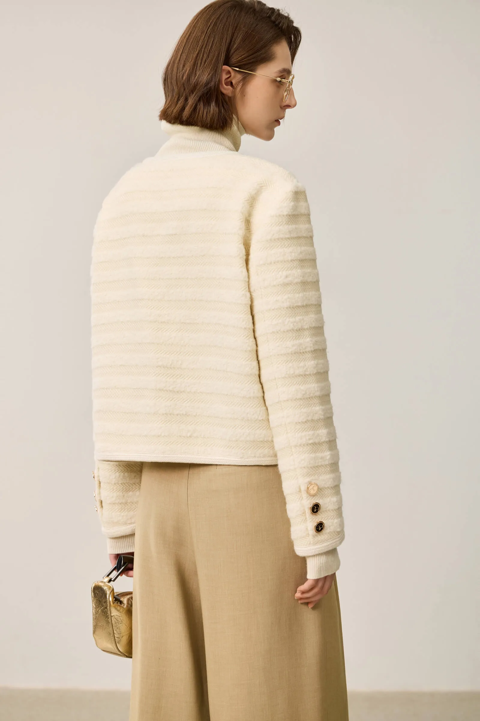 LILY Textured Tweed Shoulder Jacket