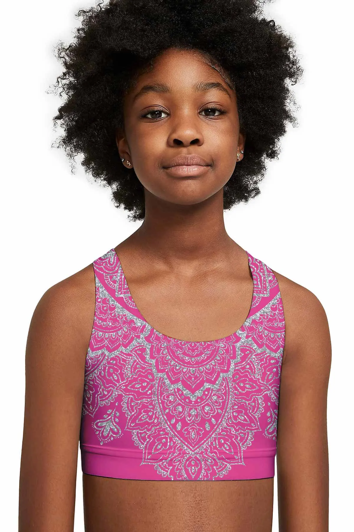 Lipstick Nirvana Stella Pink Boho Seamless Sports Bra Crop Top - Kids