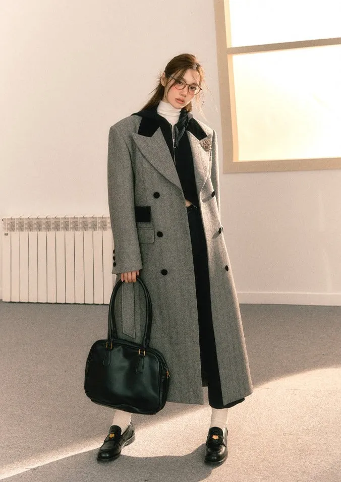 LLDC Velvet Patchwork Herringbone Wool Coat