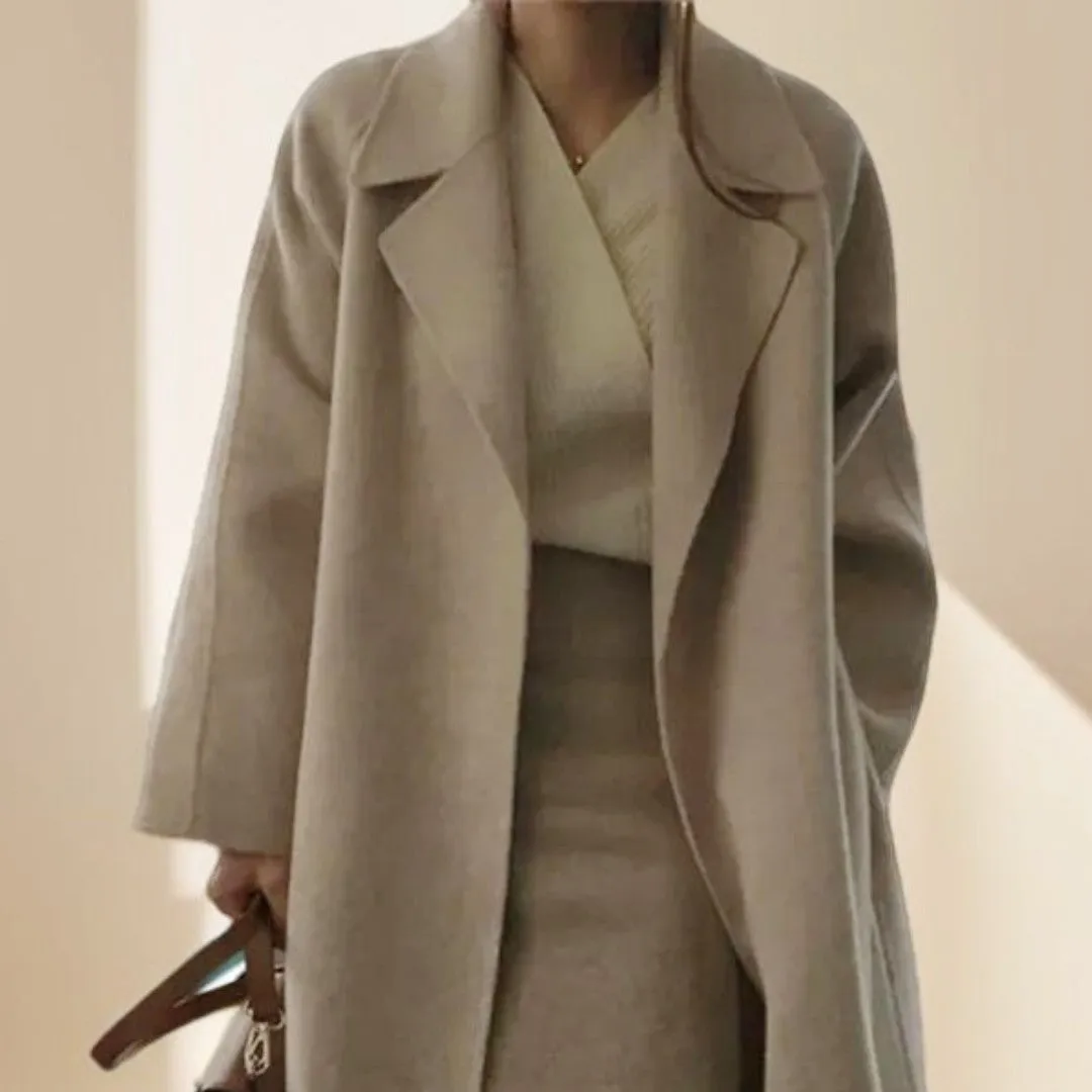 Long Wool Coat With Drop Shoulder