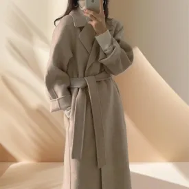 Long Wool Coat With Drop Shoulder