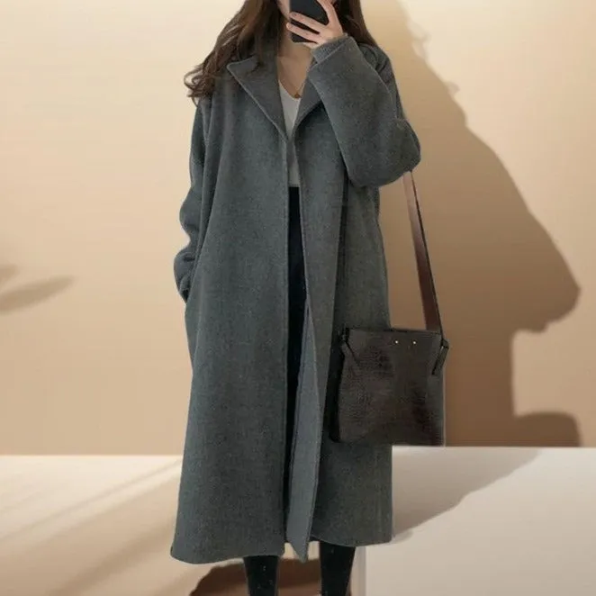 Long Wool Coat With Drop Shoulder