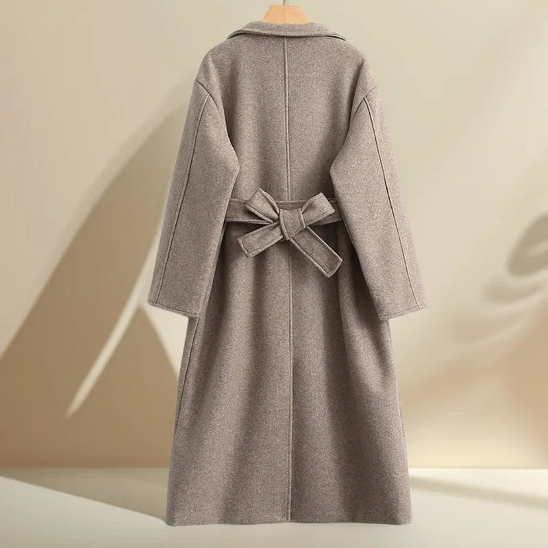 Long Wool Coat With Drop Shoulder