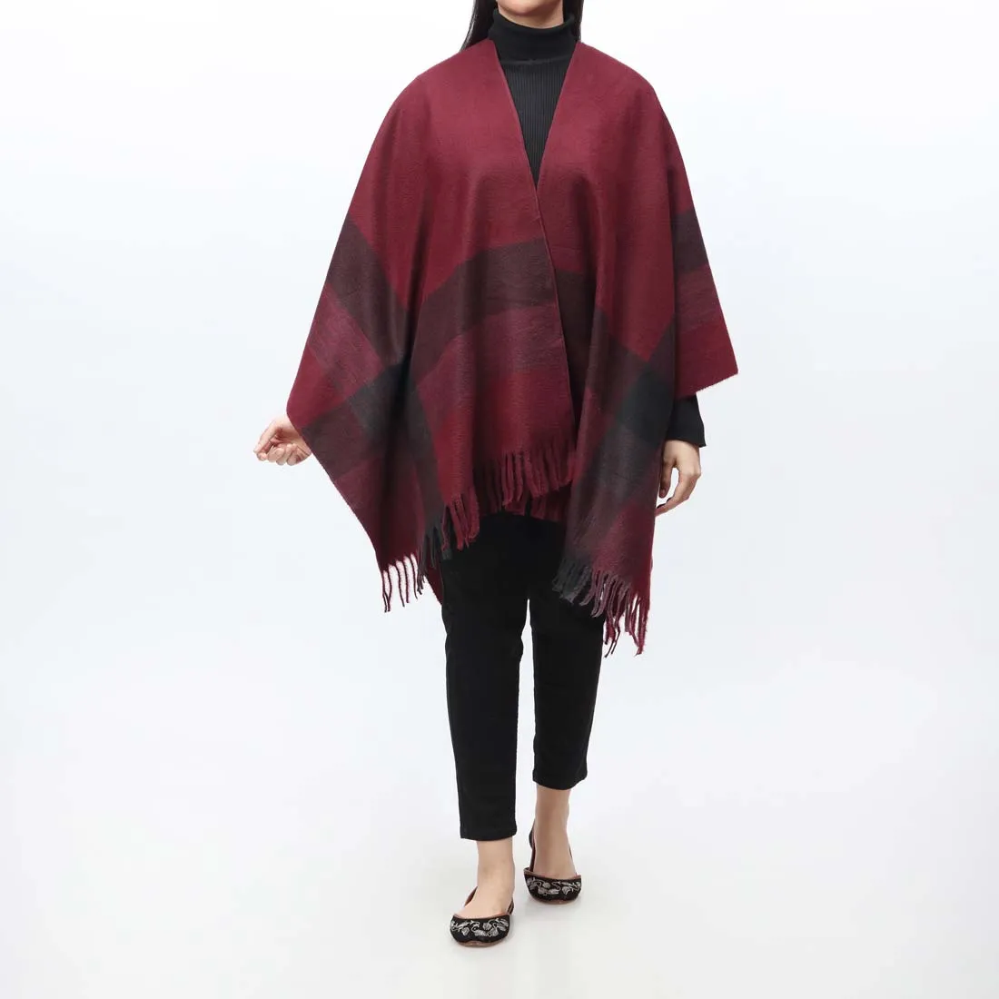 Maroon Cape Shawl PW9805