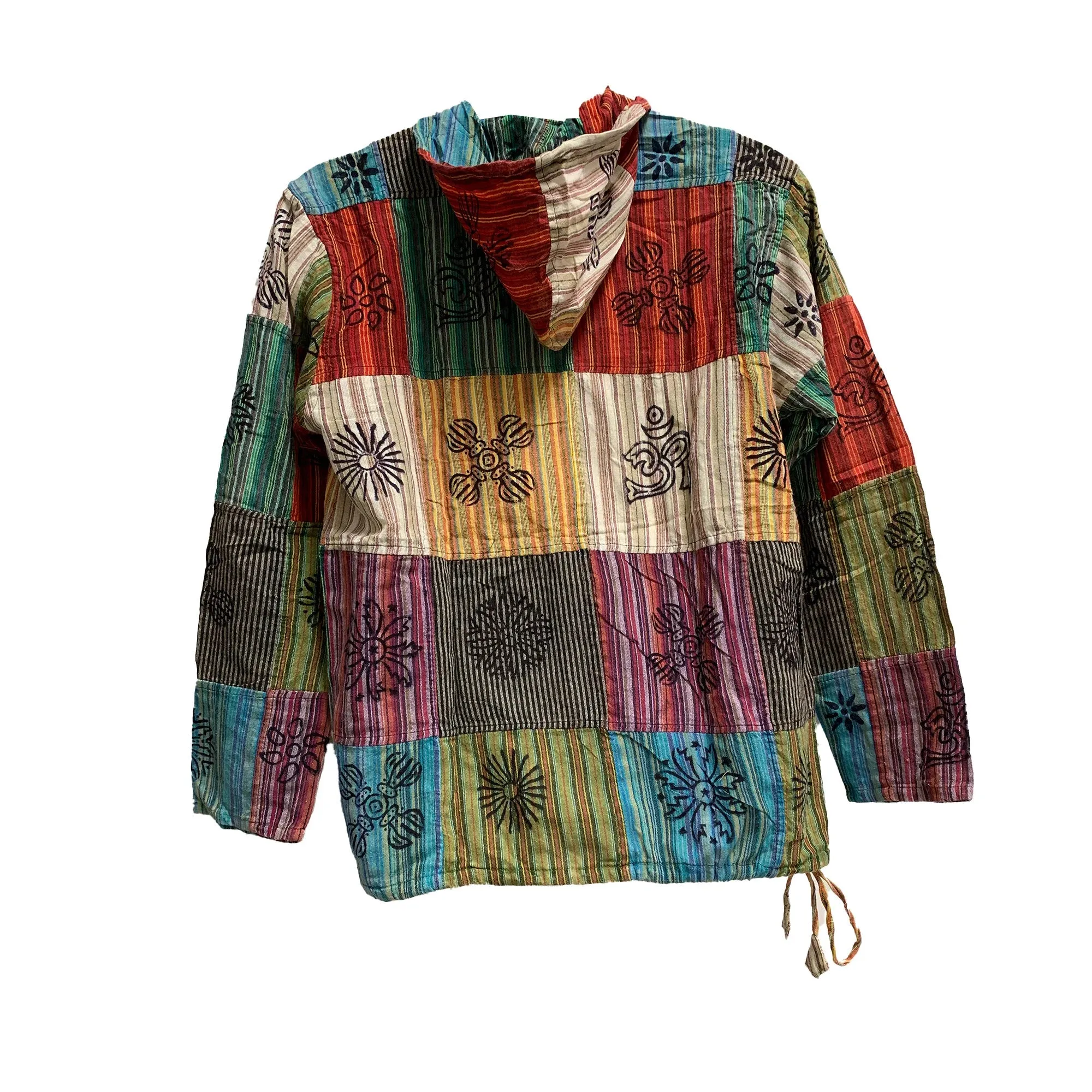 Men's Boho Handmade Ethnic Print Pure Cotton Long Sleeve Cardigan Patchwork Shirt Womens Unisex Hoodie Jacket Plus Size Unisex Shirt