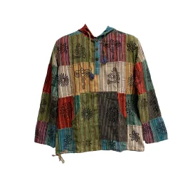 Men's Boho Handmade Ethnic Print Pure Cotton Long Sleeve Cardigan Patchwork Shirt Womens Unisex Hoodie Jacket Plus Size Unisex Shirt