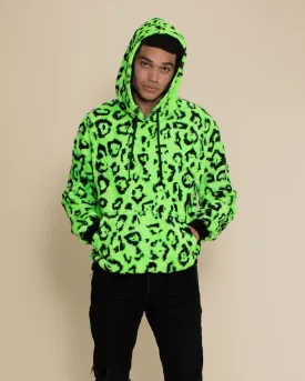 Men's Fur Hoodie | Neon Green Leopard