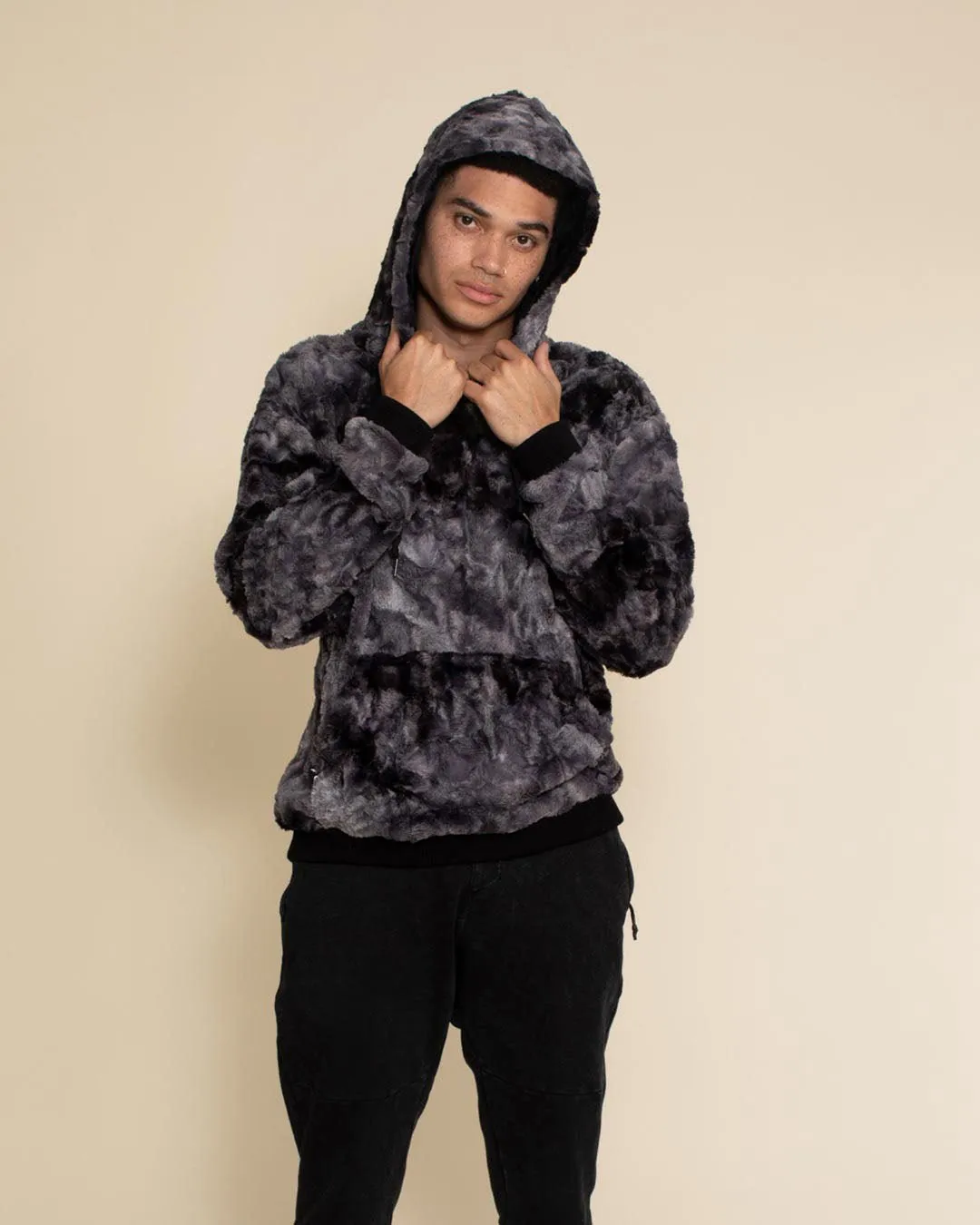 Men's Fur Hoodie | Tie Dye Blue Shark