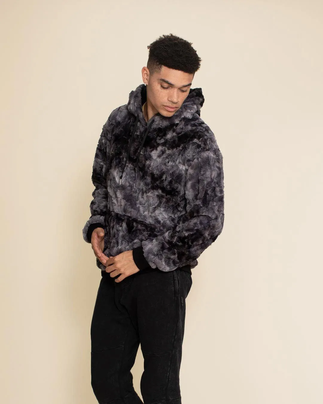 Men's Fur Hoodie | Tie Dye Blue Shark