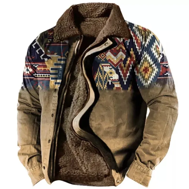 Men's Outdoor Ethnic Pattern Shirt Jacket