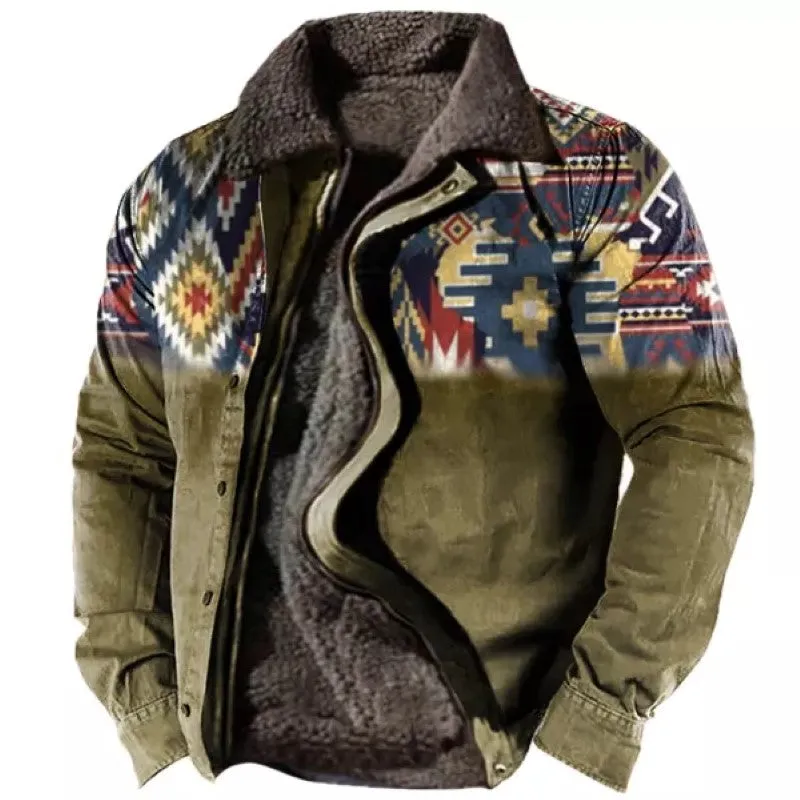 Men's Outdoor Ethnic Pattern Shirt Jacket