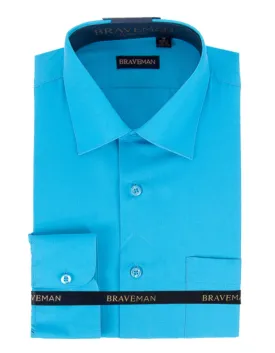 Mens Slim Fit Dress Shirt in Aqua Blue