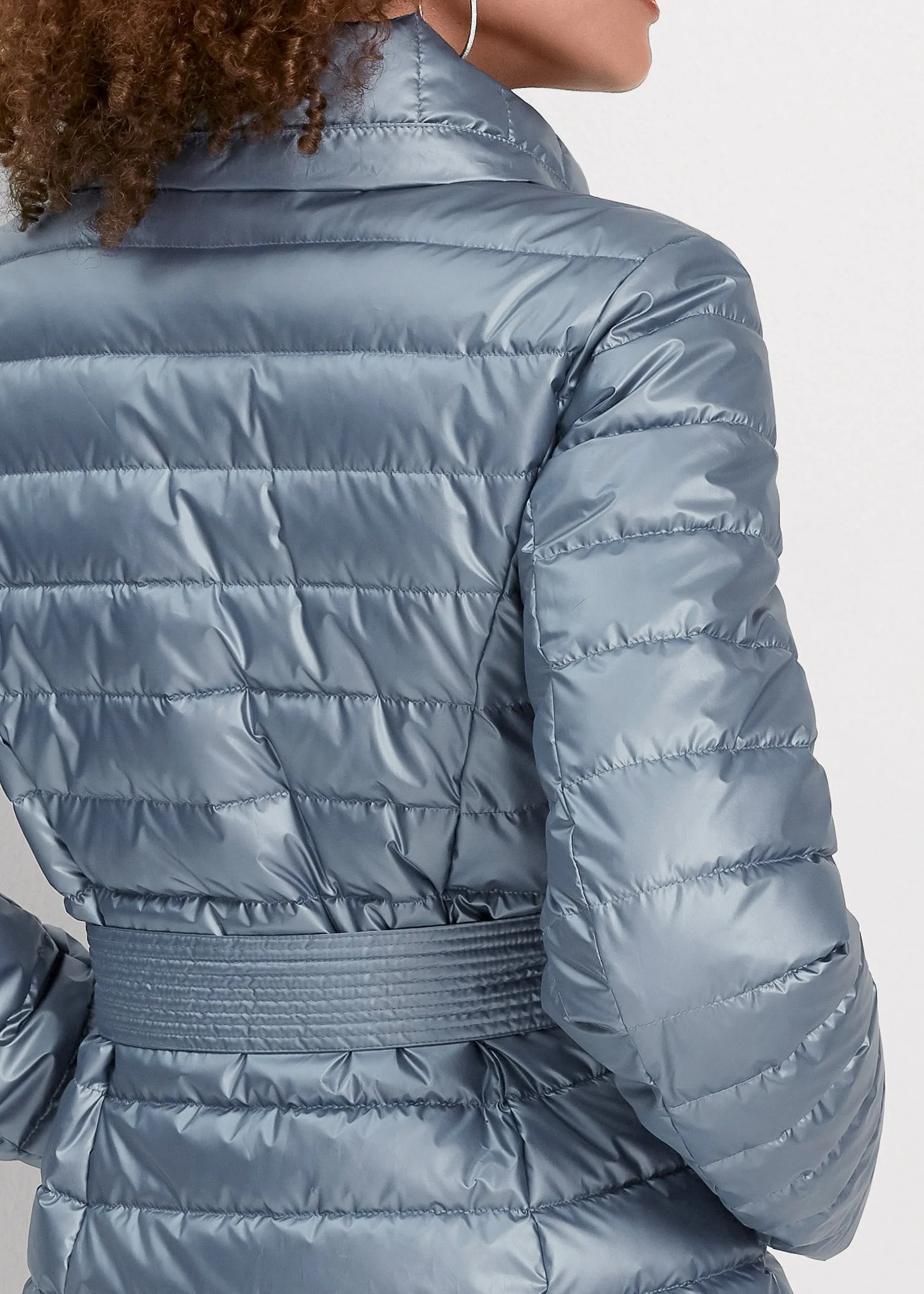 Metallic Puffer Coat - Blue