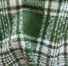 Mid-Weight Plaid Fresh Basil & Parchment Wool Bouclé (Made in Italy)