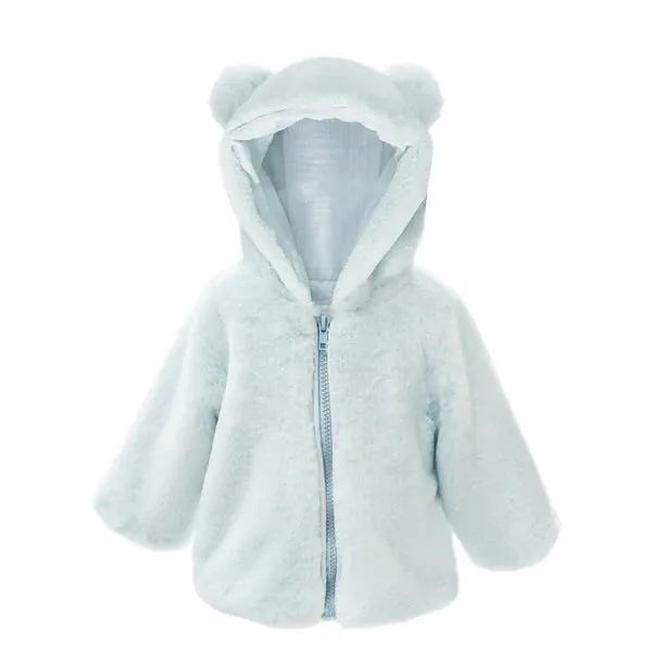 Mon Ami BEAR FAUX FUR HOODED BABY COAT