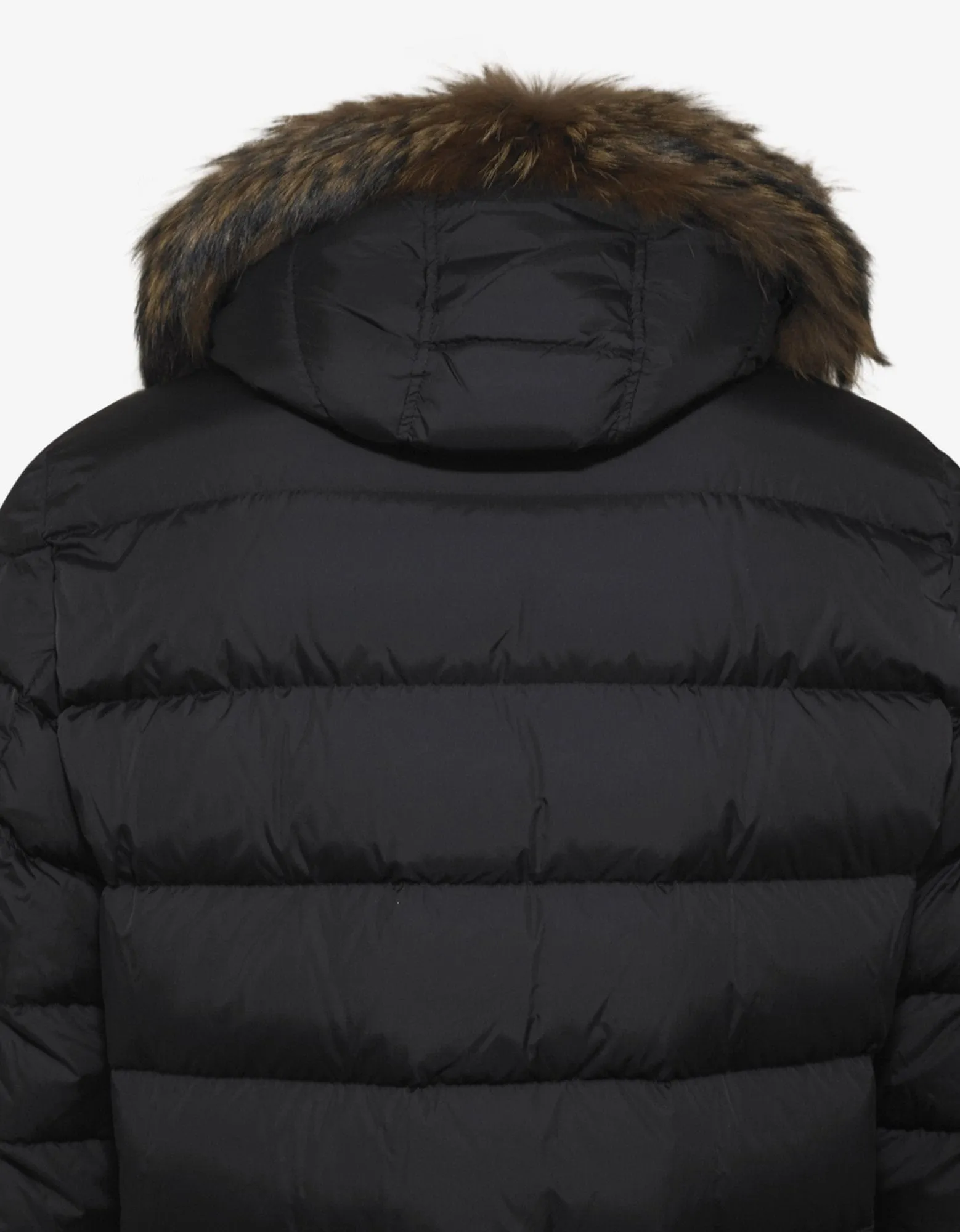 Moncler Cluny Black Fur Trim Down Jacket