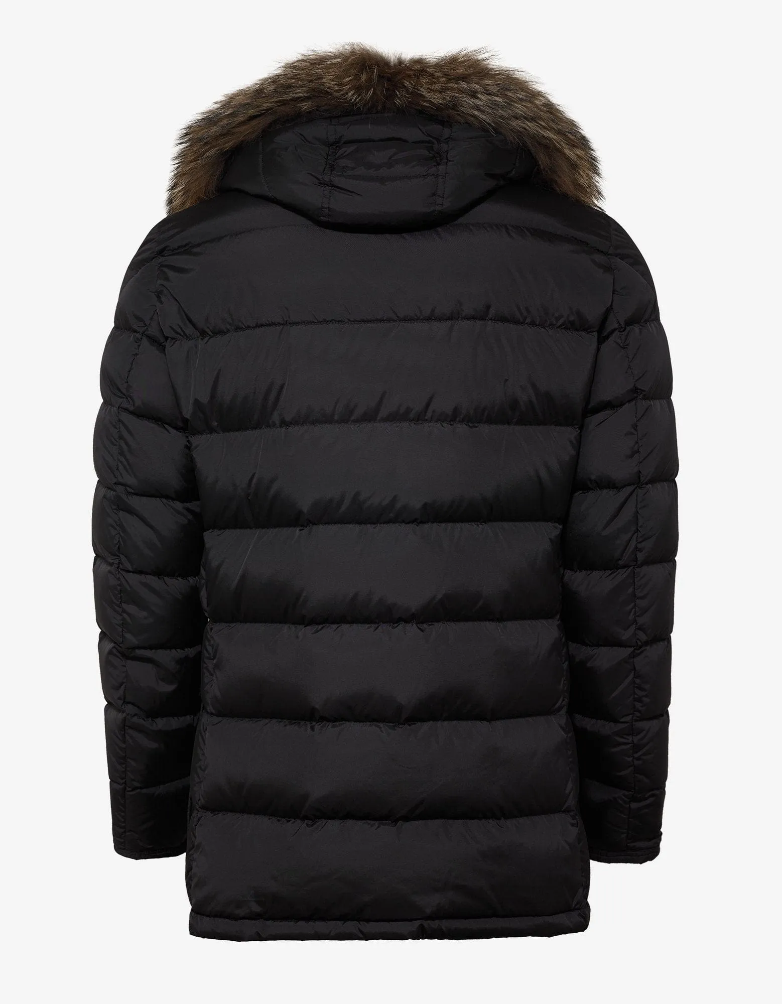 Moncler Cluny Black Fur Trim Down Jacket