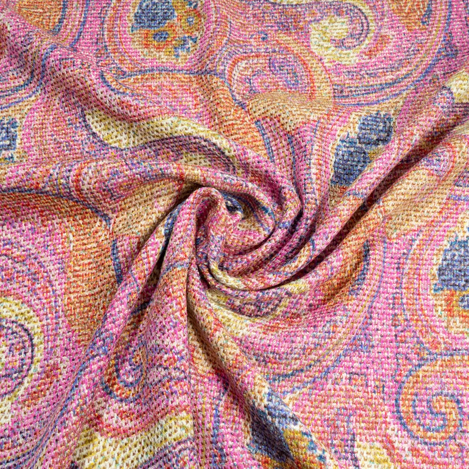 Multi-Coloured Paisley Printed Pure Wool