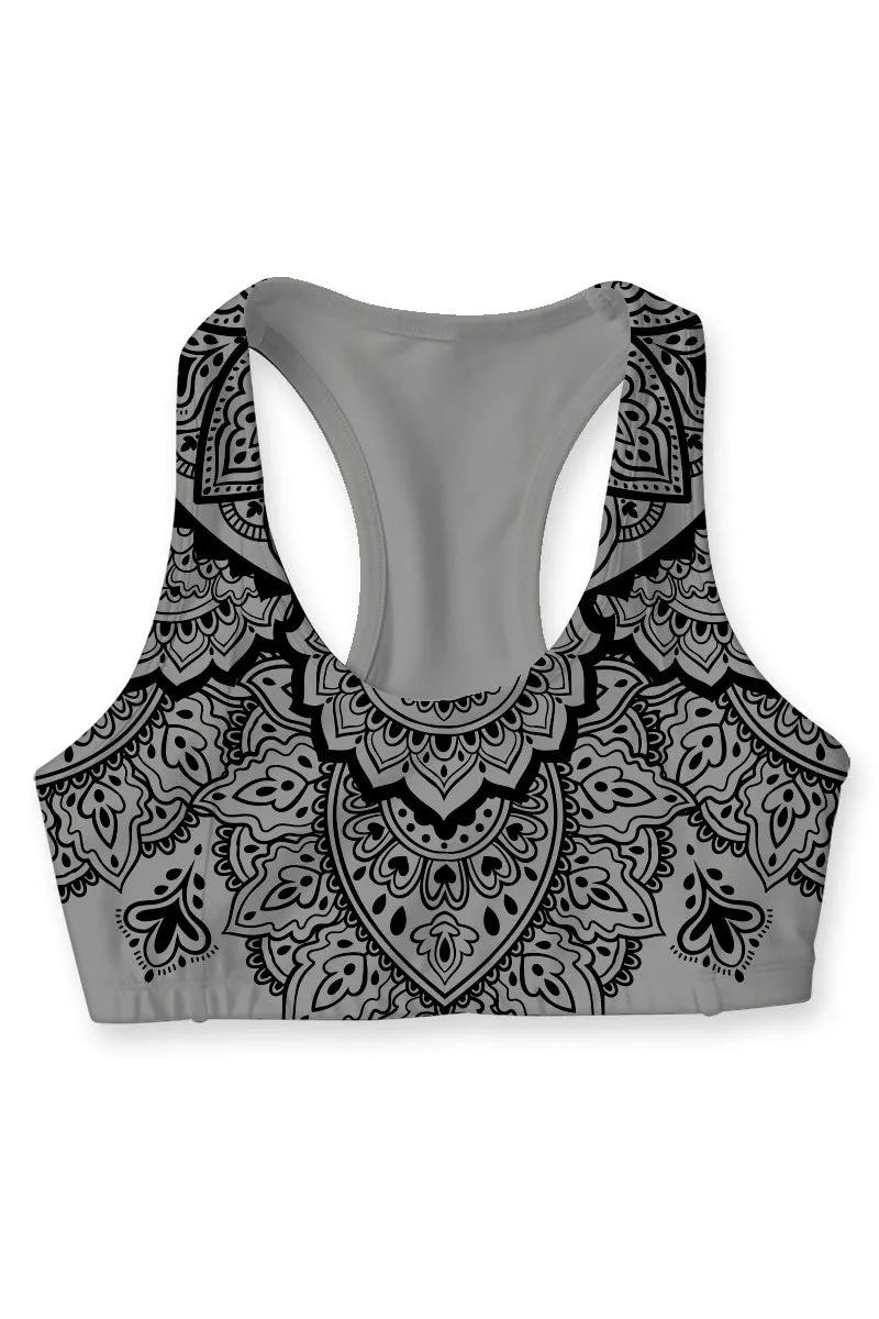 Nightfall Nirvana Stella Grey Boho Seamless Sport Yoga Bra - Women