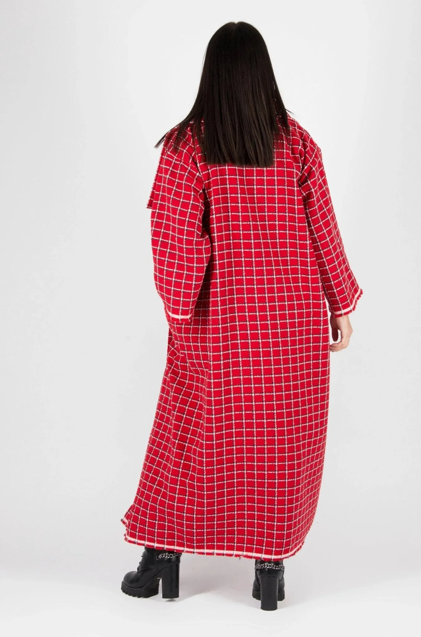 OFELIA Red Plaid Long Coat ON SALE