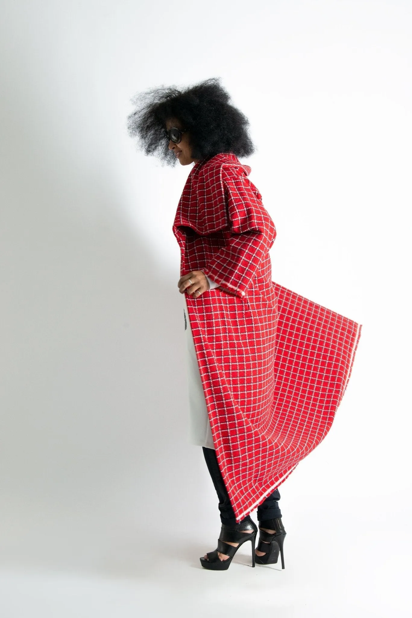 OFELIA Red Plaid Long Coat ON SALE