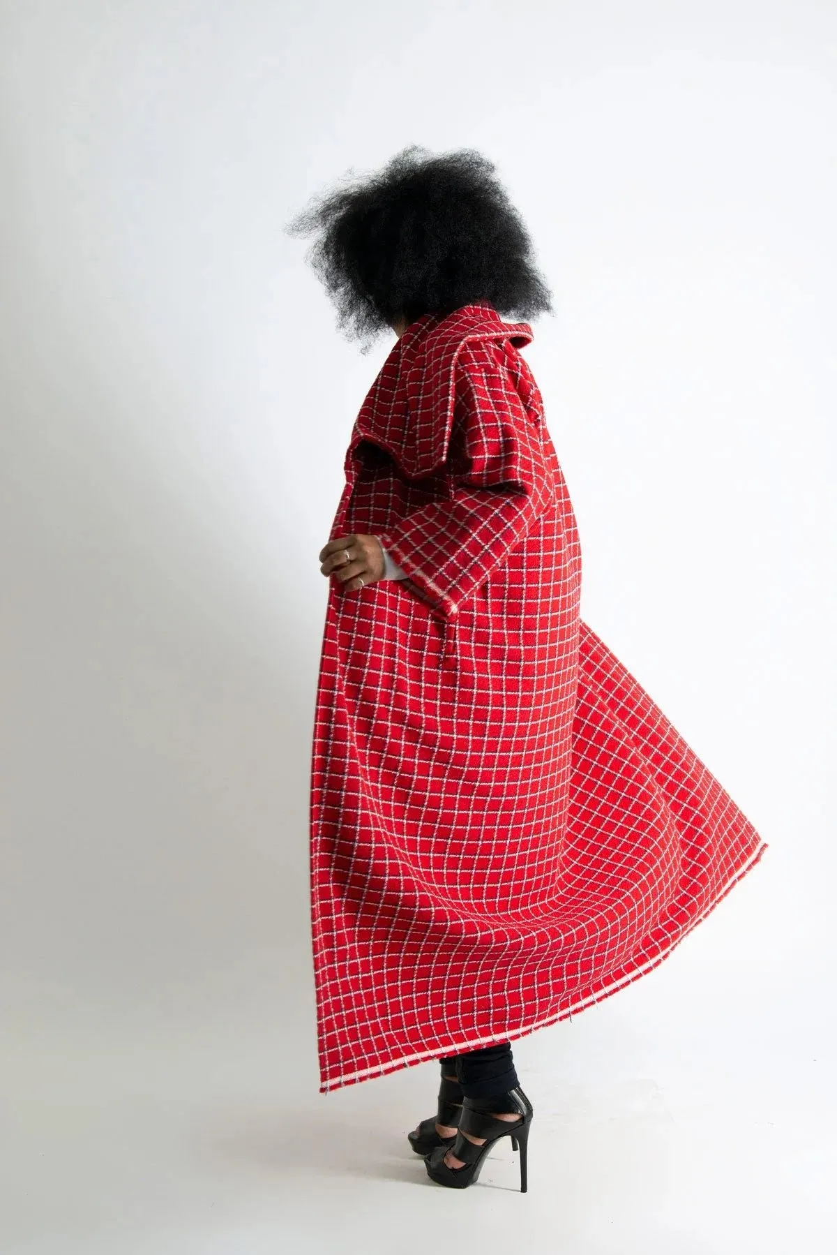 OFELIA Red Plaid Long Coat ON SALE