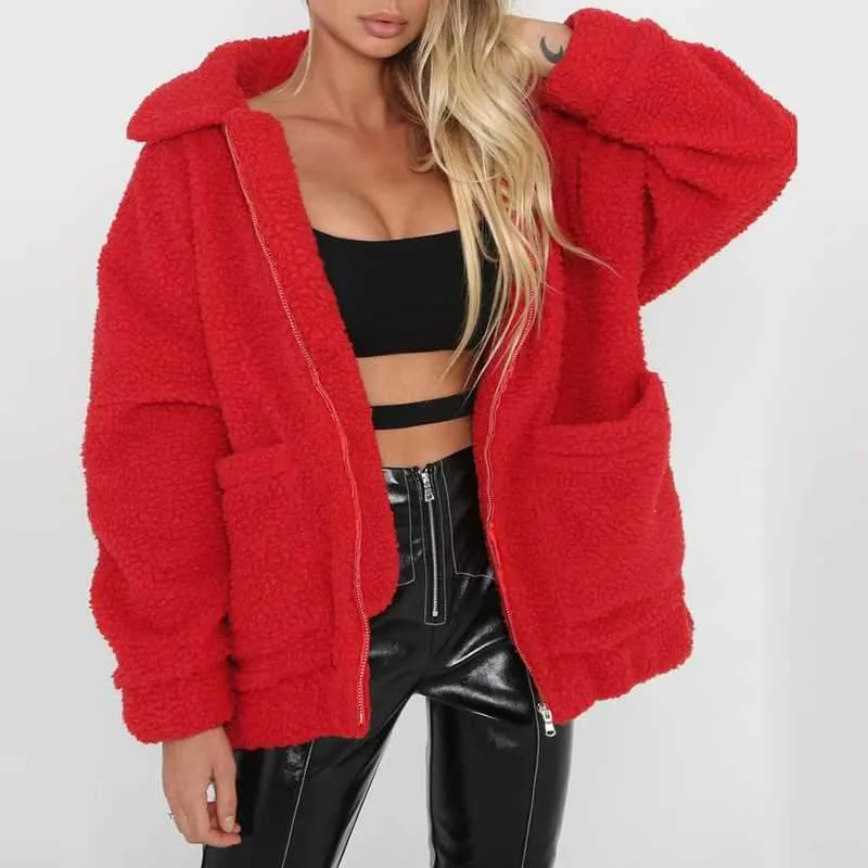 Oversized Faux Fur Teddy Bear Sherpa Coat